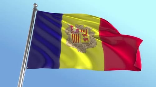 Andorra Flag Waving in Realistic 3D Animation