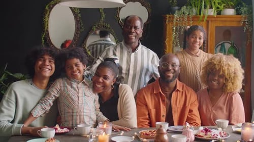 Happy Family Together at Home for a Birthday