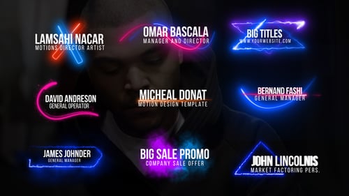 Animated Glowing Neon Lower Thirds and Title Graphics