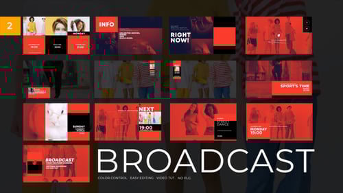 Dynamic Broadcast Package with Modern Geometric Animations and Timetables
