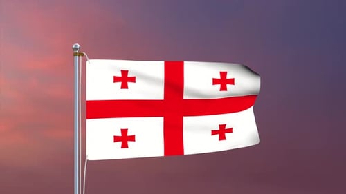 Waving Flag of Georgia in Realistic 3D Render