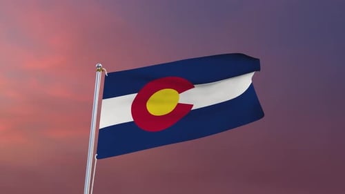 Waving Colorado State Flag Realistic Animation