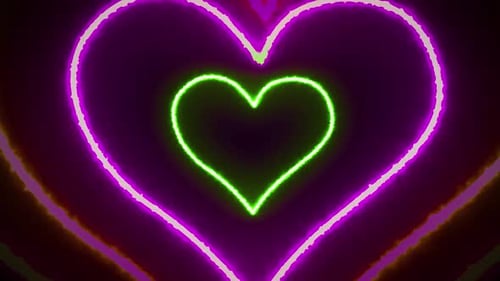 Colorful Neon Heart Particles Tunnel Abstract Romantic Valentine Glowing Seamles Loop 4K.