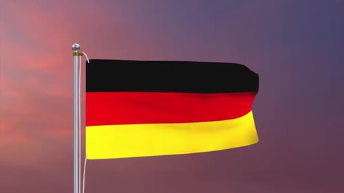 3D German Flag Waving in Wind Loop