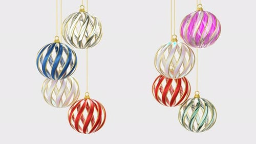 Elegant Swirling Christmas Ornaments Hanging Animation