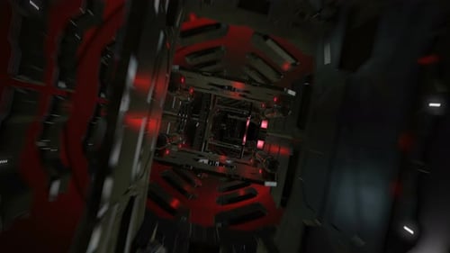 3d render of futuristic tunnel with light, loop.