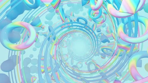 Dynamic Abstract Tunnel with Pastel Geometric Shapes Motion Background