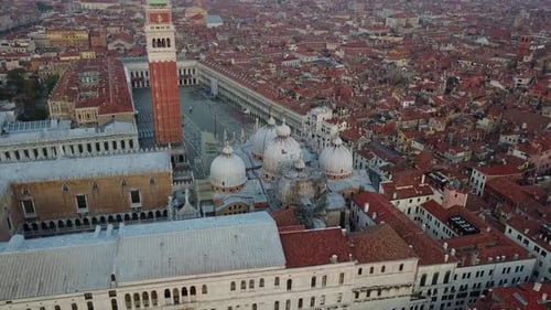 Venice Aerial View at Sunrise in Italy
