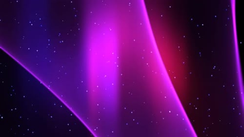 Fluid Neon Purple Waves with Twinkling Particles Loop Background