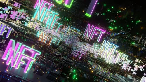 Futuristic Neon NFT Text Loop Background Animation
