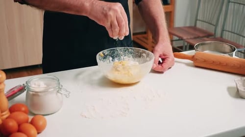 Adding Flour on Dough