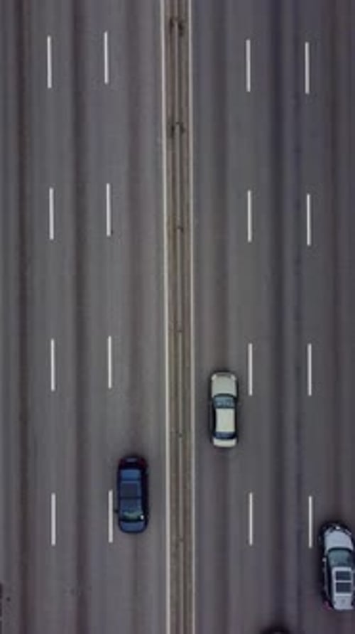 Aerial Top View of Road Automobile Traffic Transportation Concept