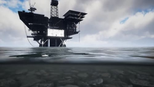 Large Pacific Ocean Offshore Oil Rig Drilling Platform