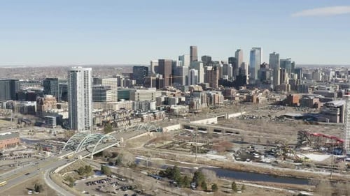 Denver Colorado Downtown Aerial Perspective Above City