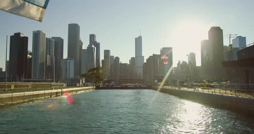 Die Innenstadt von Chicago und das Seeufer