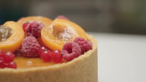 Delicious Fruit Topped Cheesecake Close Up