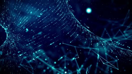 Futuristic Digital Particle Grid Network Background Loop