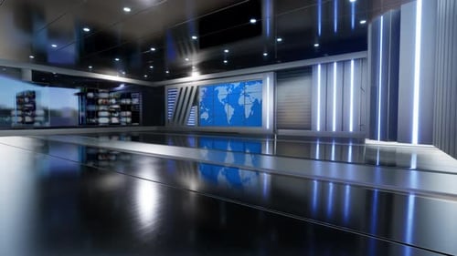 Virtual News Studio Set Green Screen Background Loop 4k