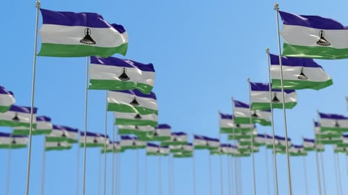 Animation à lancer à pied avec des drapeaux nationaux du Lesotho