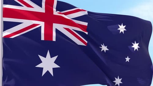 Australian Flag Waving in Slow Motion