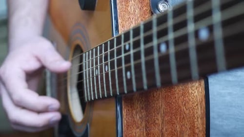 Acoustic Guitar Close-Up Being Played