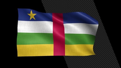 Waving Flag of Central African Republic on Black Background