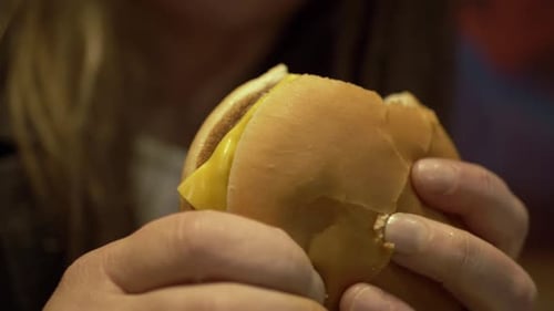 Close-Up of Hamburger Being Held