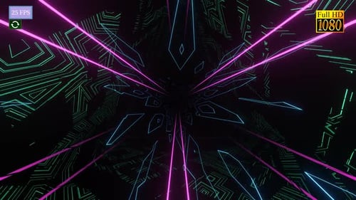 Dynamic Neon Geometric Lines Tunnel Background Loop