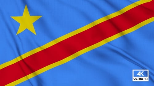 Democratic Republic of Congo Flag Waving Loop Animation
