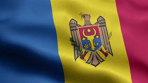 Realistic Waving Moldova National Flag Loop with Fabric Texture
