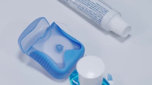 Dental Hygiene Items Close Up Shot