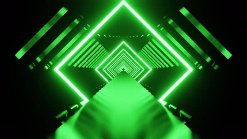 Green Rhombus Tunnel Background For Show Vj Loop 4K