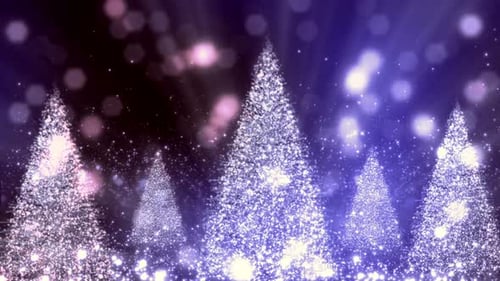 Sparkling Christmas Trees Glowing Particles Holiday Background