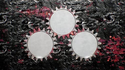 4K Black Rusty Gear Background Loop 02