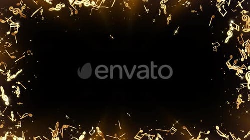 Golden Musical Notes Shimmering Frame Animation
