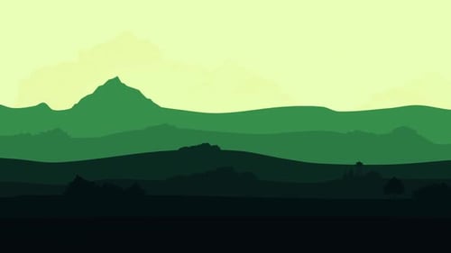 Abstract green landscape in cartoon style