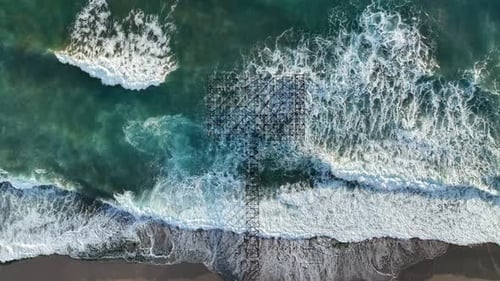 Storm at sea at sunset aerial view 4 K