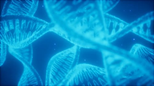 Glowing Blue DNA Double Helix Loop Background Animation