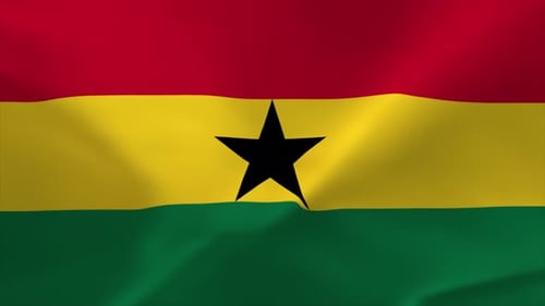 Ghana Flag Waving in Realistic Natural Loop