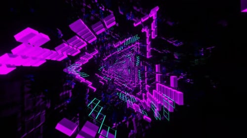 Tunnel triangulaire festif avec lumières irisées VJ Loop