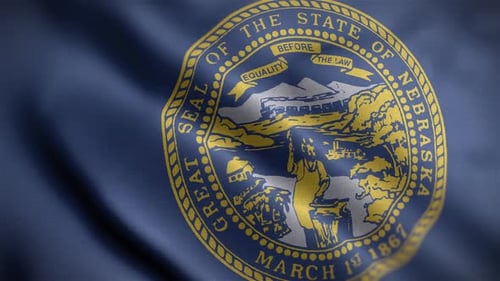 Great Seal of Nebraska Waving Flag Animation Seamless Loop