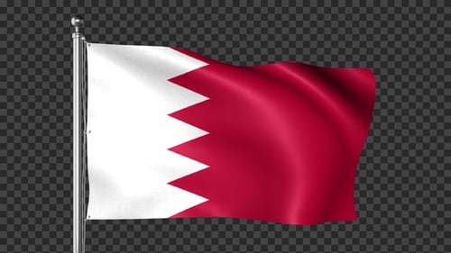 Waving Bahrain Flag with Transparent Alpha Channel