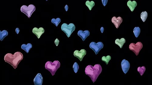 Transición de globos de corazón volador III