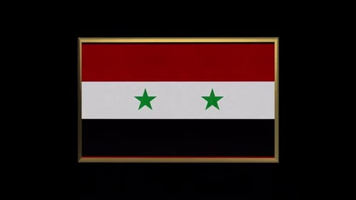 Animated Syria Flag in Gold Frame Looping 3D Render