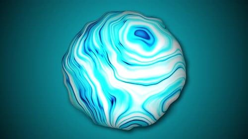 Abstract Fluid Blue White Swirling Morphing Sphere