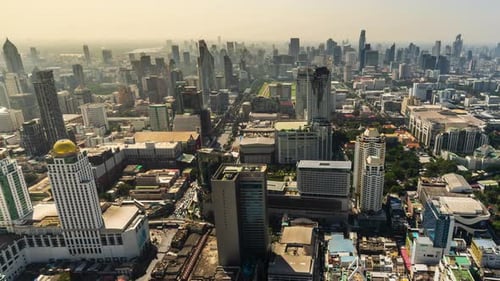time lapse of Bangkok city downtown skyline of Thailand , Cityscape