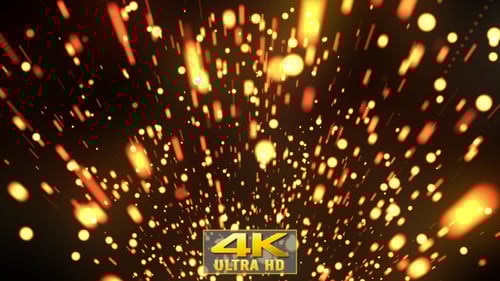 Golden Glowing Particles Bursting Upwards Background