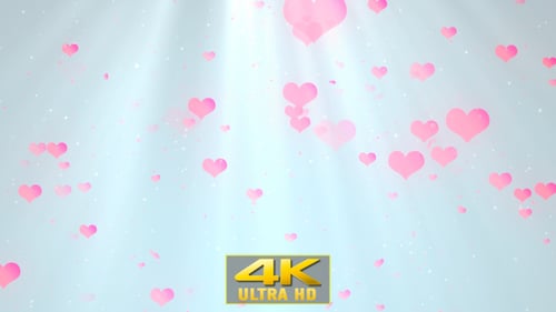 Romantic Floating Pink Hearts Seamless Loop Background Animation