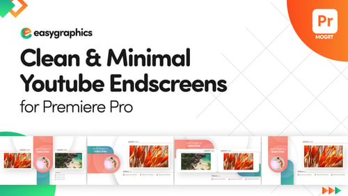 Plantilla limpia y minimalista de pantallas finales de Youtube para Premiere Pro