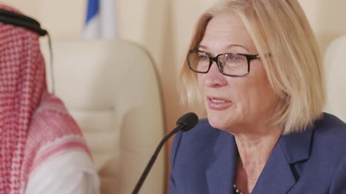 Woman Speaks at a Business Conference